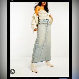 Stradivarius Long denim Maxi skirt Vintage wash